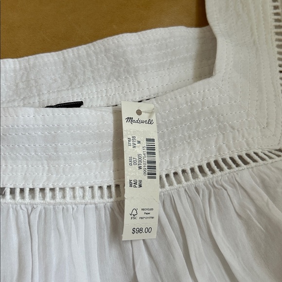 MADEWELL Women's Flutter-Sleeve Top Size M In White - Picture 5 of 9
